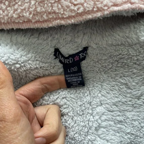 Limited Too Pink Sherpa Hooded Open Sweatshirt Size 10 - Picture 4 of 9